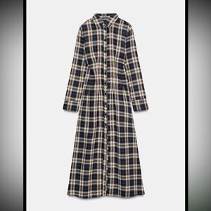 Plaid Long Sleeve Maxi Dress